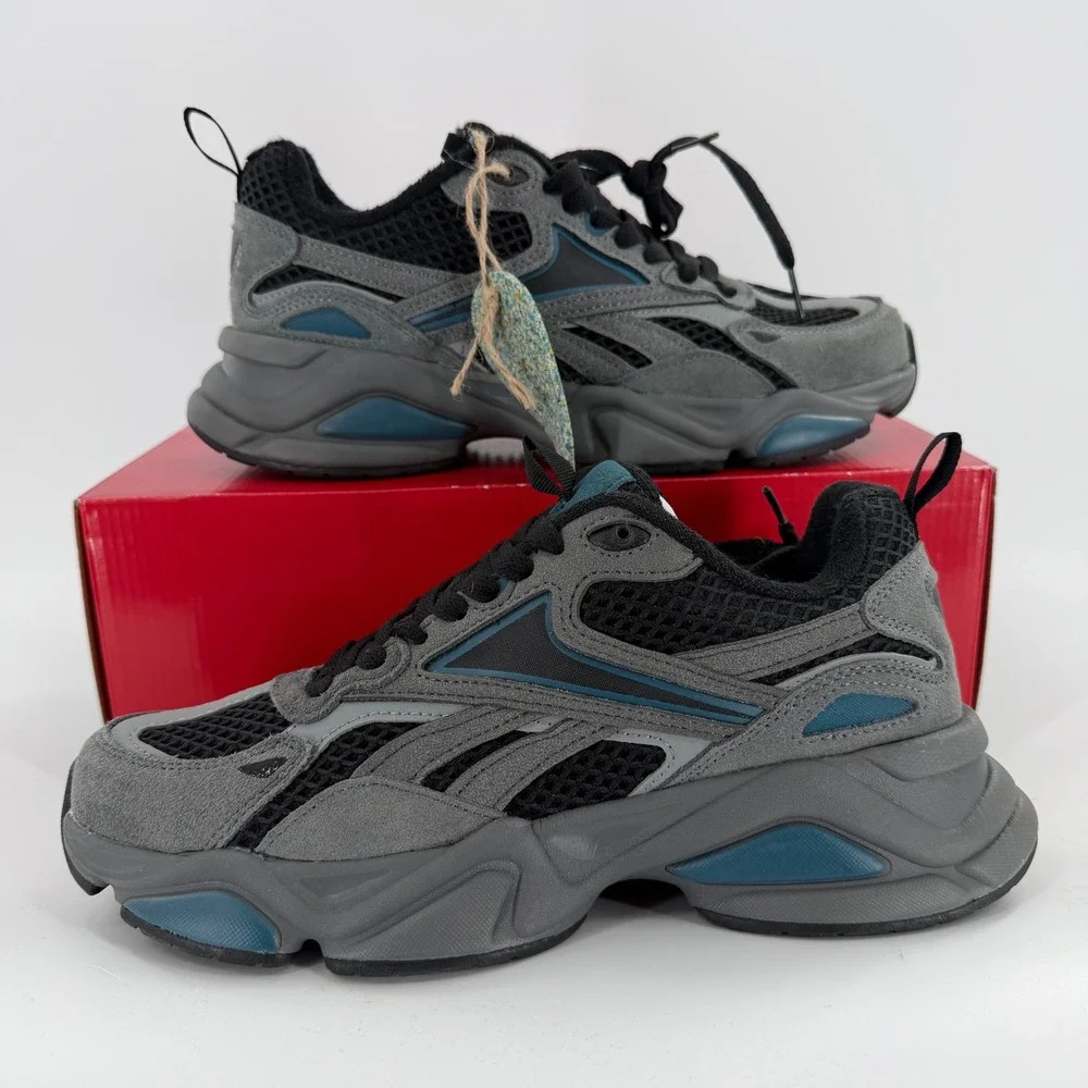 Reebok M Charge Mens Grey Blue Black Athletic Sneakers NWoB Size 10M
